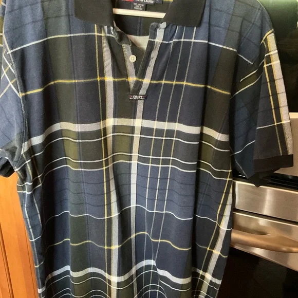 Chaps Ralph Lauren short sleeve preppy plaid polo. Size lg. flannel feel - Picture 3 of 9